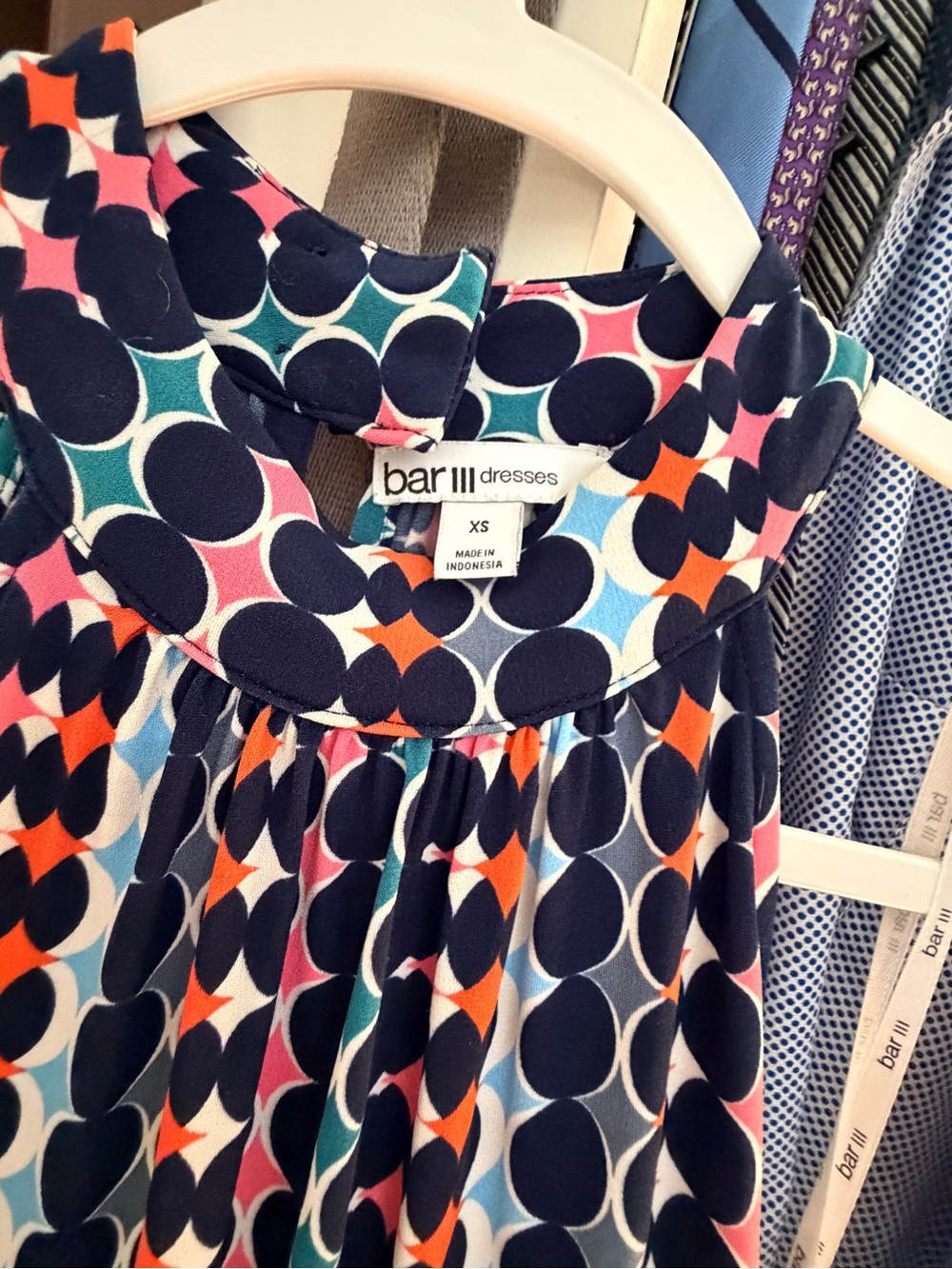 Bar III Navy Maxi Dress Navy and Orange Geometric Print - Picture 5 of 6
